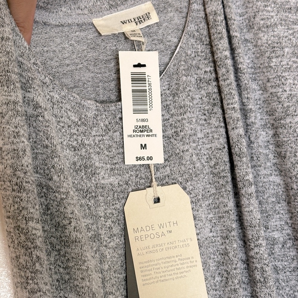 NWT Aritzia Wilfred Free Izabel Romper in Heather White Gray Size M - Picture 2 of 8